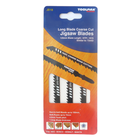 Jigsaw Blades 120mm 6tpi Fast Coarse Cut Wood Pack of 3 